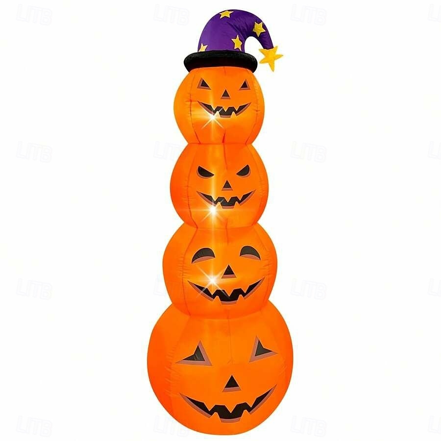 1 Pc 2.4M Halloween Inflatable Pumpkin Luminous Strip Lamp Air Model Courtyard Garden Lawn Path Halloween Party Atmosphere Decorative Lights 2025 - $81.99 –P12