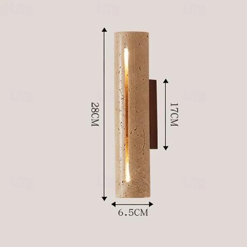 Indoor Double Head Up and Down Wall Lamp, Japanese Wabi-sabi Style, Natural Yellow, Travertine, Bedroom, Living Room, Back Wall, Corridor, Hotel 2025 - $185.99 –P6