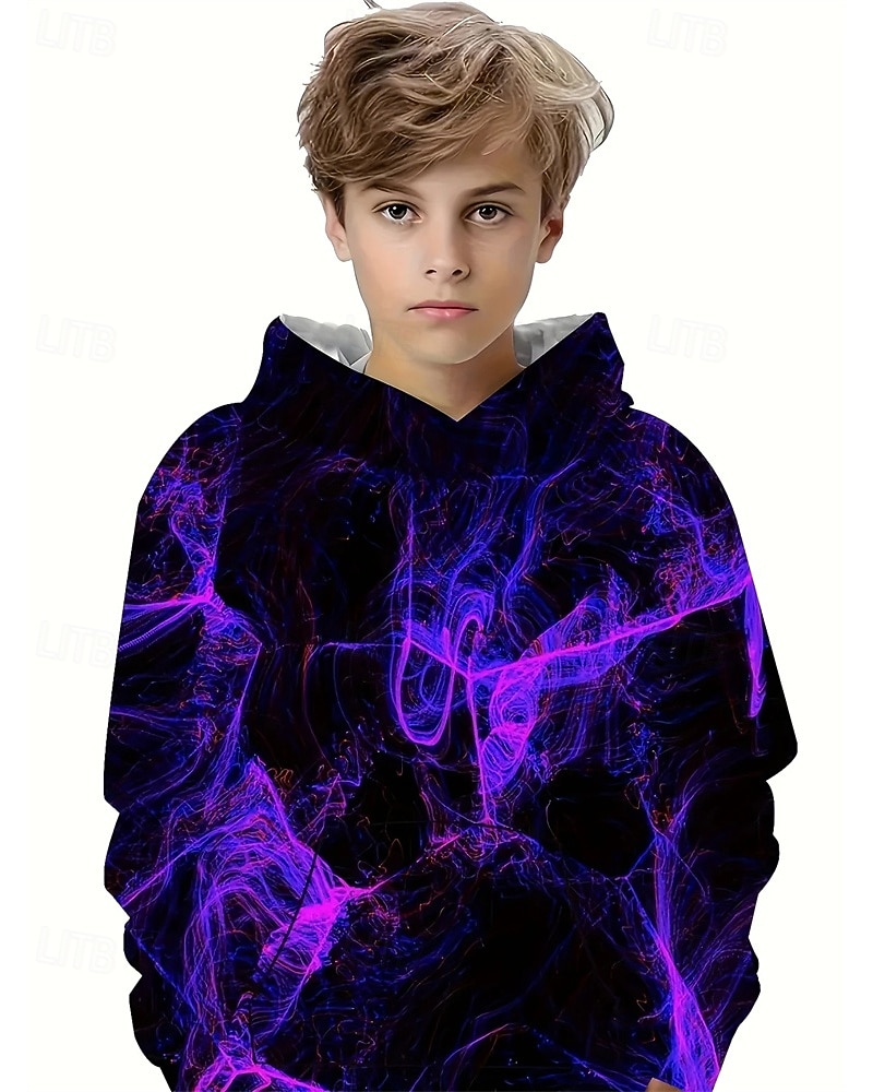 Pojkar 3D Grafisk Blixt Huvtröja Långärmad Vår Höst Mode Streetwear Barn 4-12 år Huva Utomhus Ledigt Dagligen Normal 2025 - $18.99 –P5