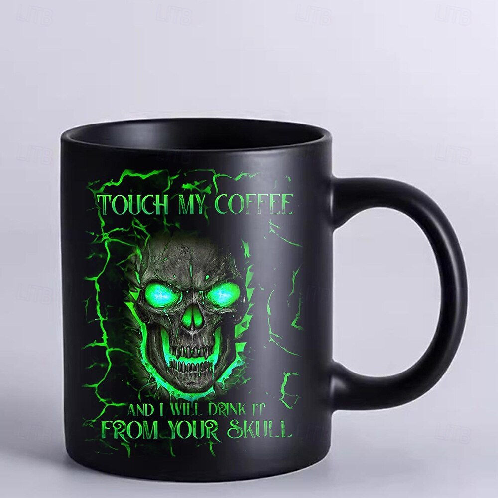 halloween ajándék bögre, 3D koponya fekete kerámia kávésbögre 330ml/12oz, ijesztő halloween bögre férfiaknak és nőknek, gótikus horror csontváz bögre partira, otthonra vagy ajándékba 2025 - $8.49 –P5