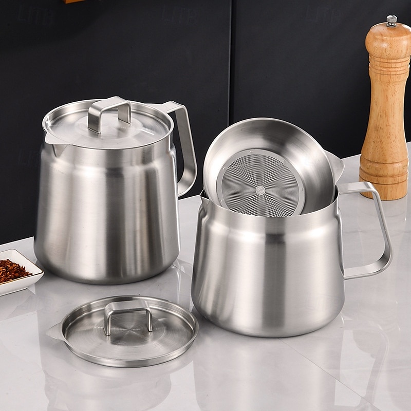 Panela de óleo de aço inoxidável 304 de 1,5 l/2 l com filtro, recipiente de gordura essencial para fritura profunda, filtro de óleo versátil de grande capacidade e multifuncional para fritar, ferver e de 2025 por $33.99 –P2