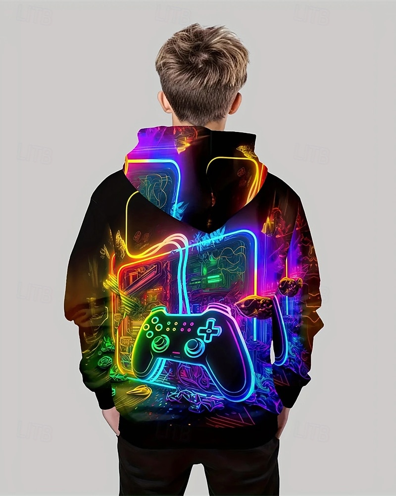 Pojkar 3D Spel Huvtröja Långärmad Vår Höst Mode Streetwear Barn 4-12 år Huva Utomhus Ledigt Dagligen Normal 2025 - $18.99 –P3