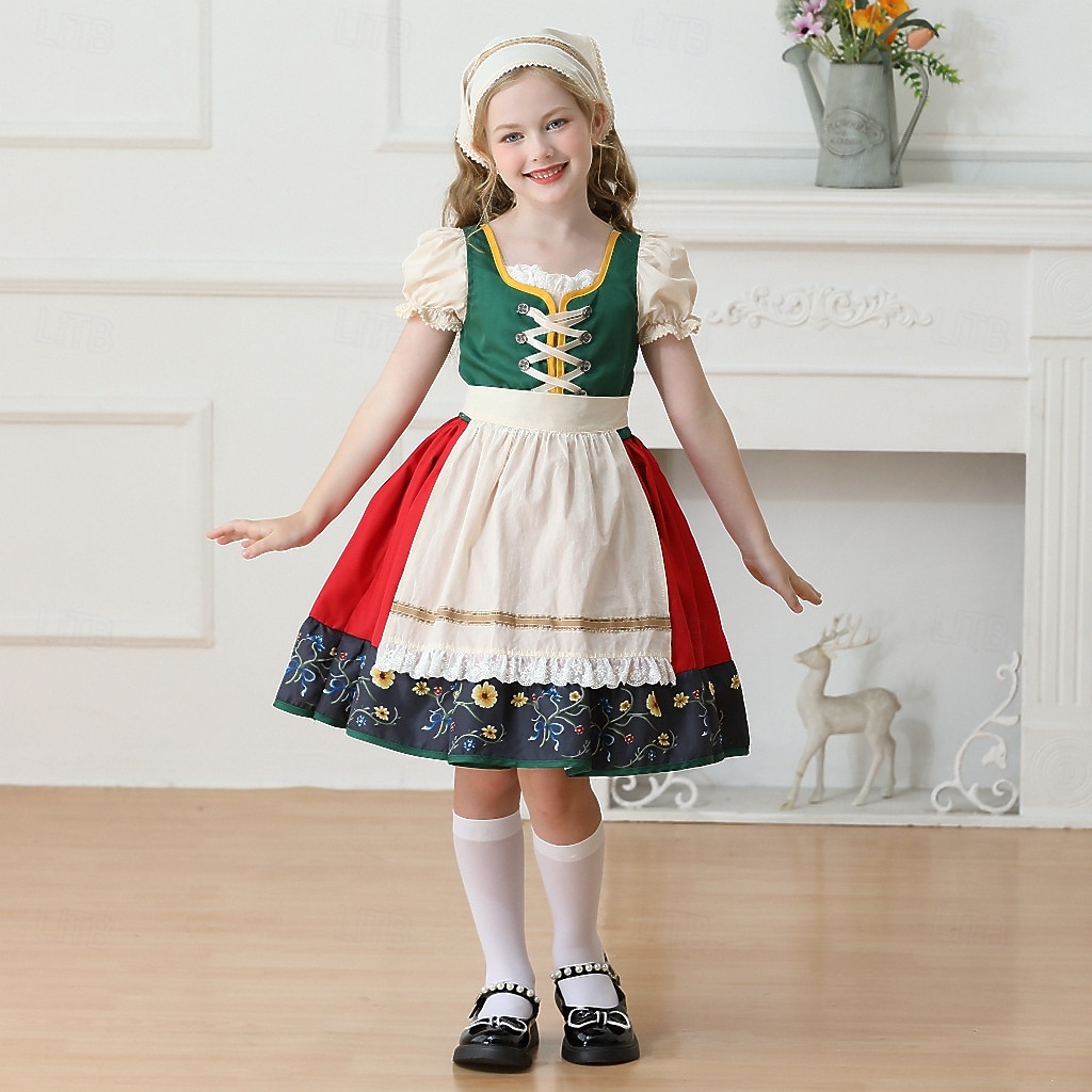 Víspera de Todos los Santos Oktoberfest Vestidos Falda acampanada Mucama bávaro Munich prados Chica Carnaval Festival de Cerveza Paño de estilo tradicional 2026 - $49.99 –P4