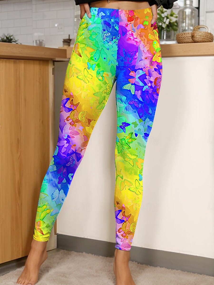 Dame Leggings Årgang Mote Fritid Full lengde Høy Midje Grafisk Gradert Printer Pustende Myk Elastisk Feriereise Avslappet Daglig Lilla Rødstrupe-egg Blå Gul Grønn Sommer Vår Slank Fasong 2025 - $18.99 –P4
