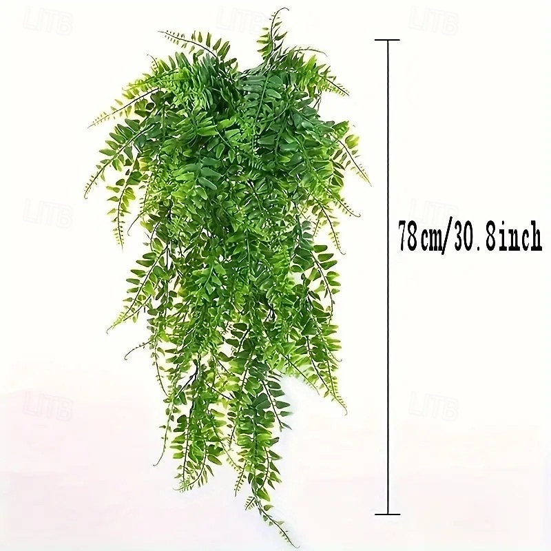2 stk kunstige planter hengende slyngplanter med bregneblader, plastgrønn veggdekor til hjem, hage, balkong, bryllup, festdekorasjon 2025 - $8.74 –P4
