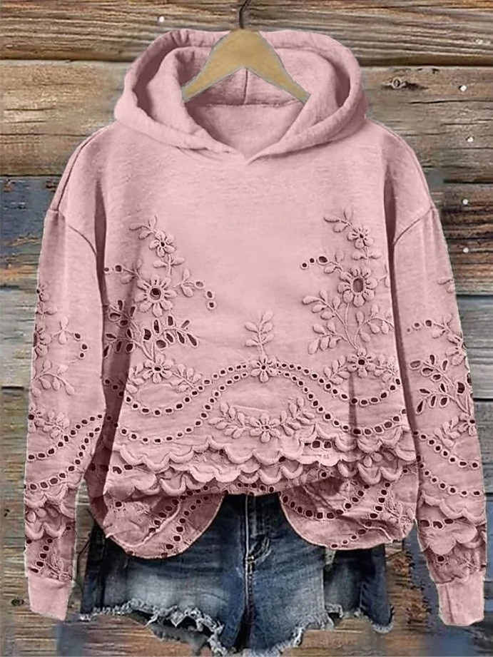 Femmes Sweat à capuche Fleuri Élégant Chaud Mode manche longue À capuche Hauts Réguliers Rue Tenue Quotidienne Imprimé Blanche Rose Claire Bleu Violet Vert Automne Hiver de 2025 ? $24.99 –P1