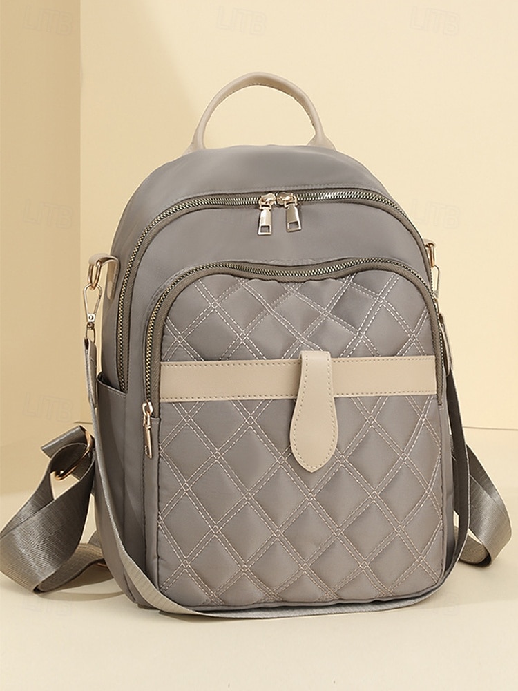 damski wodoodporny pikowany nylonowy plecak - stylowa, lekka torba na co dzień z górnym uchwytem i wieloma kieszeniami do szkoły, pracy, podróży i codziennego użytku 2026 - $32.99 –P5