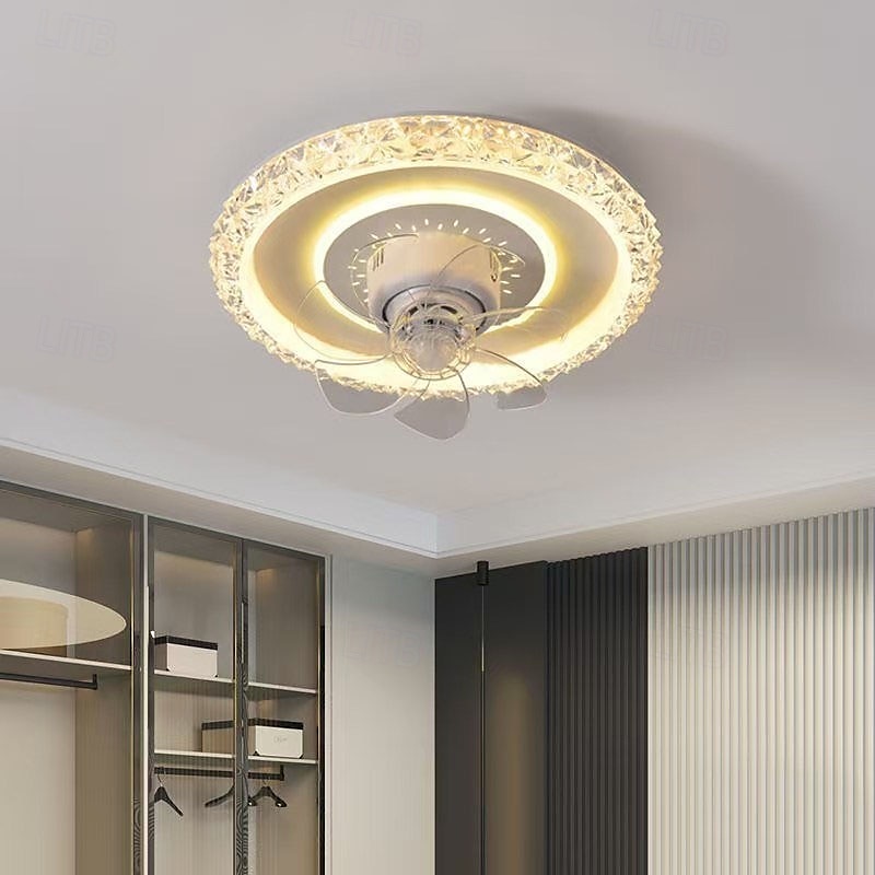 plafondventilator met verlichting ronde ventilatorlamp met afstandsbediening led hanglamp ventilator voor woonkamer eetkamer plafondlamp 2025 - $236.19 –P1