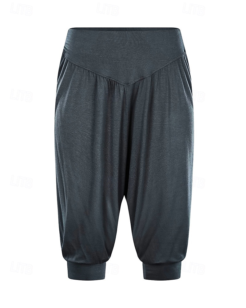 Dámské Kalhoty na jógu Harémové kalhoty Bombarďáky Lehká váha Vysoký pas Tělocvična Pilates Zumba Spodní část oděvu Pevná barva Černá Bílá Burgundská fialová Hlavní město Podzim Sportovní Sportovn 2026 - $13.99 –P1