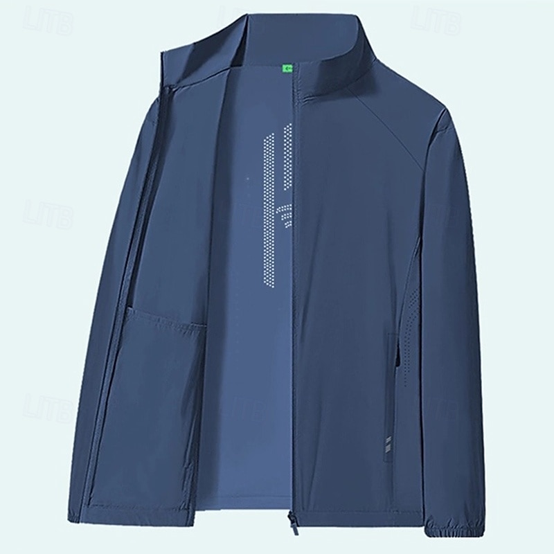 Herren Outdoorjacke Wanderjacke Regenmantel Außen Sonnenschutz Wanderoutfits Wanderbekleidung Frühling Herbst Oberteil Camping / Wandern / Höhlenforschung Laufen Dunkelgrau Schwarz Blau 2025 - $29.99 –P4