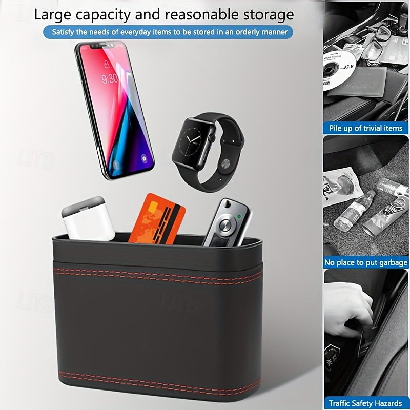 Universal Car Trash Can Vehicle Trash Bin Car Seat Back & Door Hanging Storage Box Multi-Functional Car Accessories Foldable Trash Bag Organizer Lidded Car Trash Can 2025 - $18.99 –P3