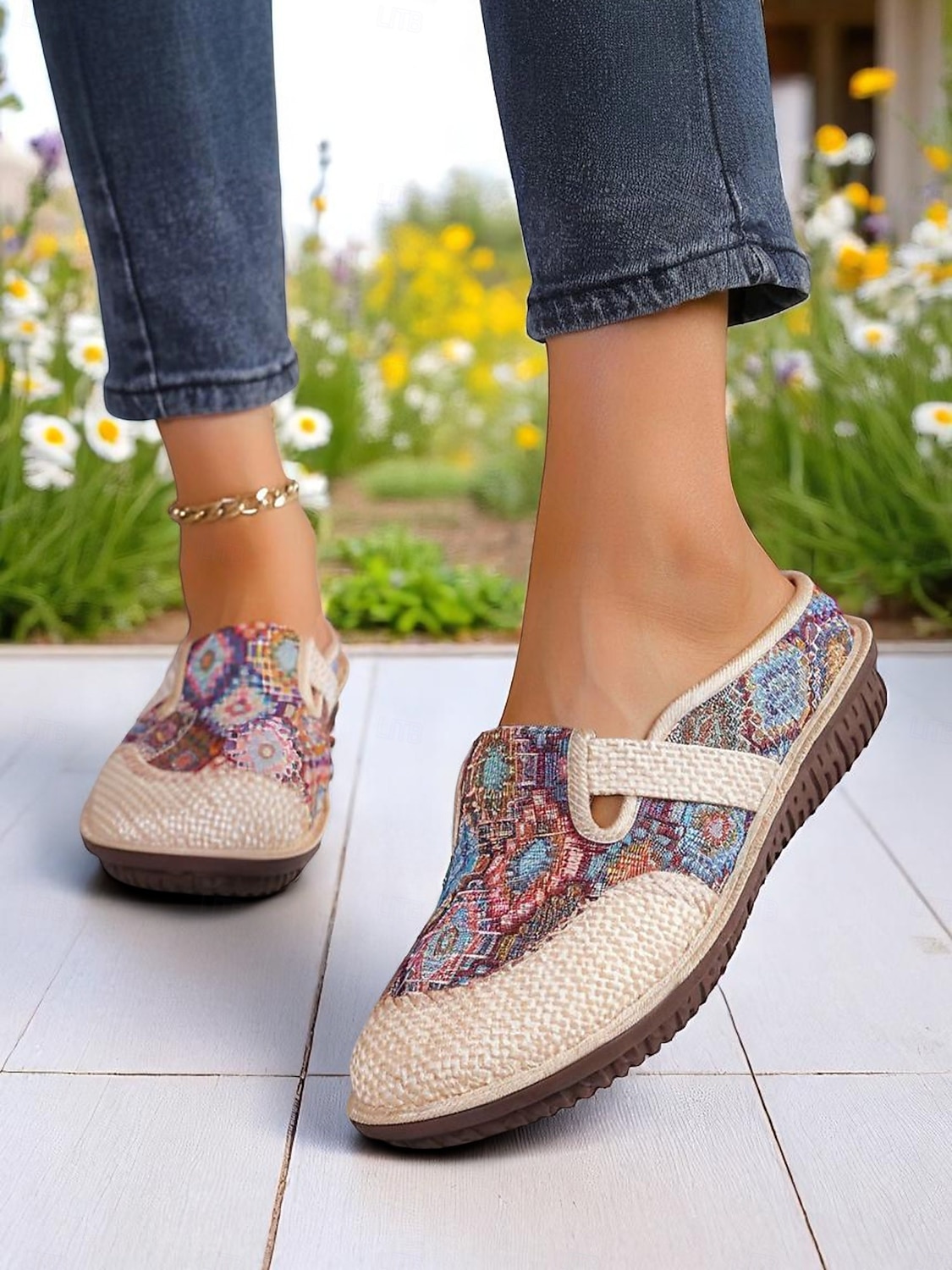 Etnische instappers voor dames – vintage-geïnspireerde comfortabele platte schoenen voor tuinwandelingen, natuurreizen en boho-outfits 2026 - $18.99 –P8