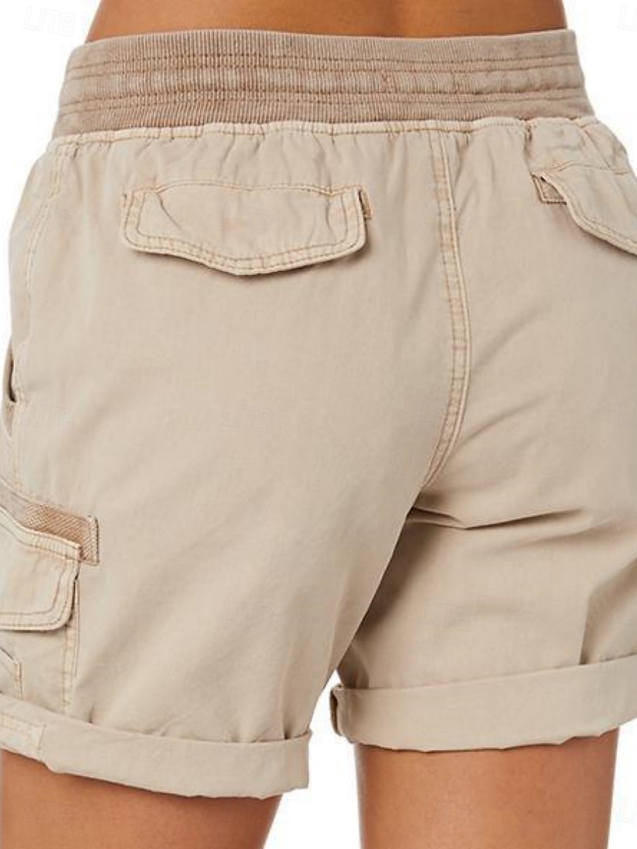 Mulheres Bermuda Cargo chinês Moda Roupa de rua Básico Curto Cintura Alta Tecido Cintura elástica Vários bolsos Confortável Macio Micro-Elástica Ao ar livre Rua Branco Azul Marron Verde Verão Normal de 2025 por $28.99 –P3