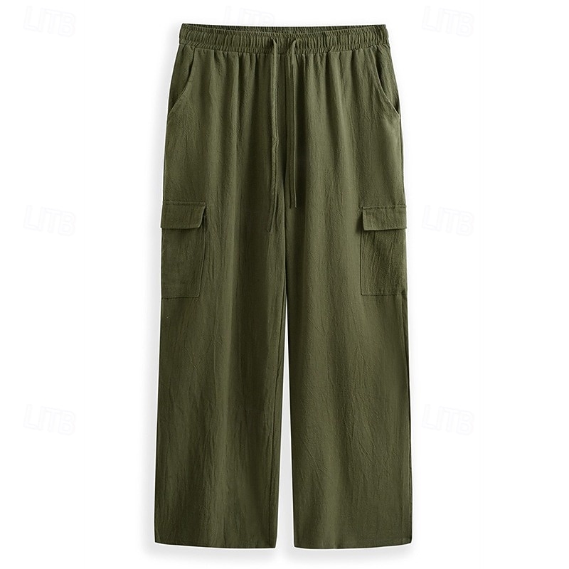 Homens Calças Cargo Calças Calça verão Calças de praia Com Cordão Cintura elástica Bolso multi Tecido Conforto Macio Comprimento total Ao ar livre Diário Feriado Férias Moda Preto Branco Sem de 2025 por $24.99 –P4