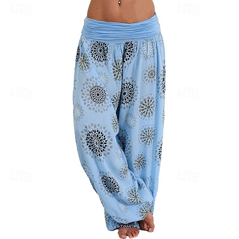 Dam Byxor Harem byxor Palazzo byxor Mode Boho Fullängd Medium Midja Mönster Elastisk midja Bekväm Microelastisk Gata Dagliga kläder Utekväll Svart Gul Armégrön Marinblå Sommar Vår Normal 2025 - $19.99 –P10