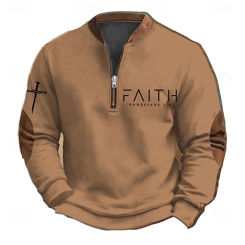 Miesten College Quarter vetoketjullinen collegepaita Musta Valkoinen Armeijan vihreä Laivaston sininen Ruskea Puolivetoketju Väripalikka Kirjain Risti Puolet vetoketjusta Painettu Urheilu ja ulkoilu 2025 - $29.99 –P4