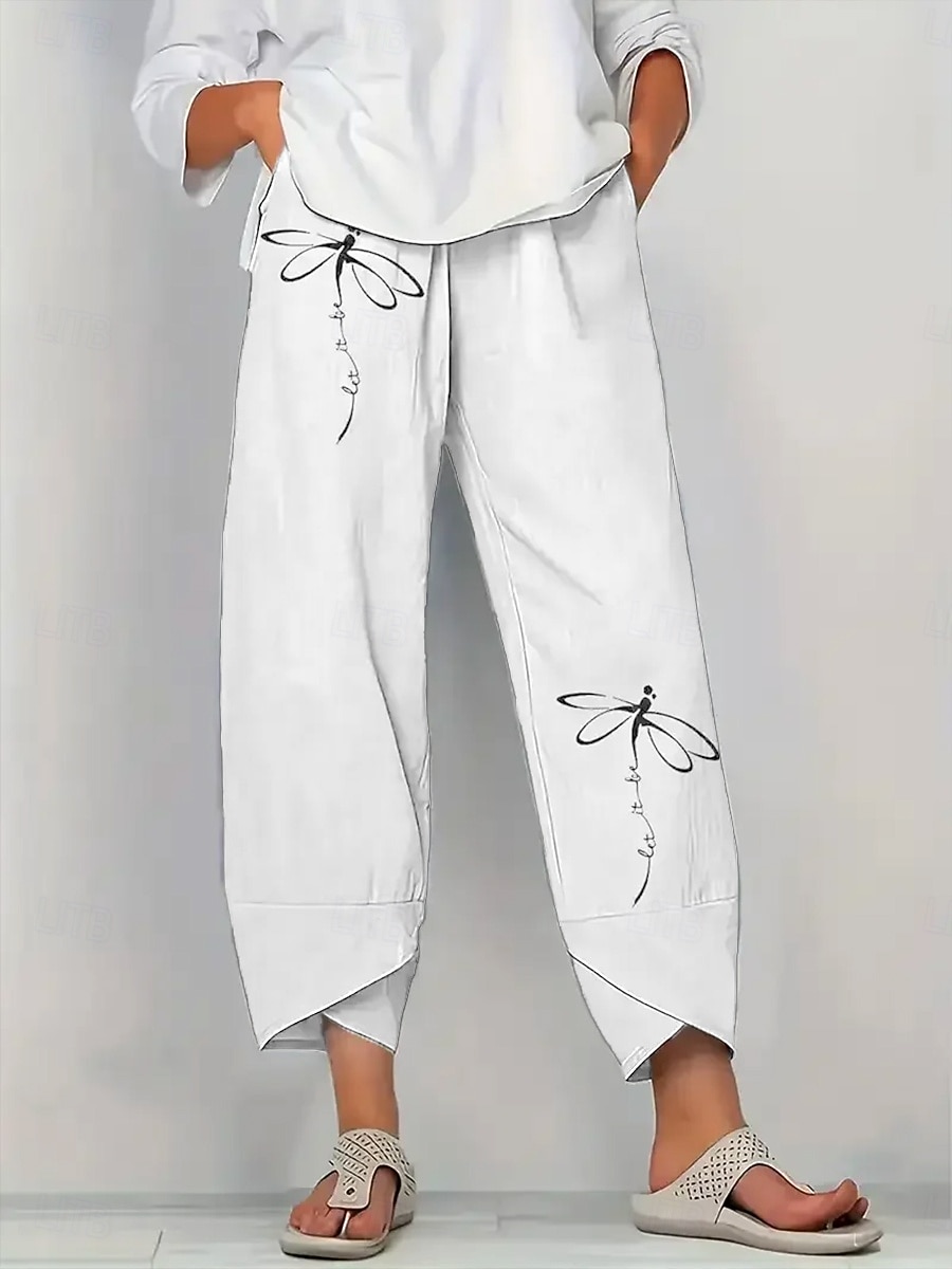 Per donna Chinos Pantaloni Larghi Vacanza Vintage Stile Etnico Lunghezza alla caviglia Vita Alta Grafico Coulisse Patchwork Ricamato Traspirante Micro-elastico Casuale Quotidiano Vacanza Bianco Cachi del 2026 a $24.99 –P4