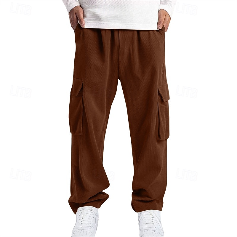 Men's Cargo Pants Trousers Corduroy Pants Multi Pocket Straight Leg Plain Wearable Daily Outdoor Camping & Hiking Fashion Classic Black Yellow 2026 - $27.99 –P8