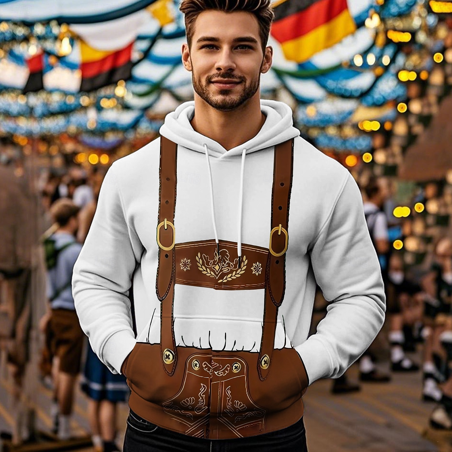 Bluza z Kapturem Nadruk Codzienny bawarski Biskup Przednia kieszeń Graficzny na Męskie Dla dorosłych Druk 3D  Do Karnawał Piwo Oktoberfest Urlop Impreza 2026 - $29.99 –P4