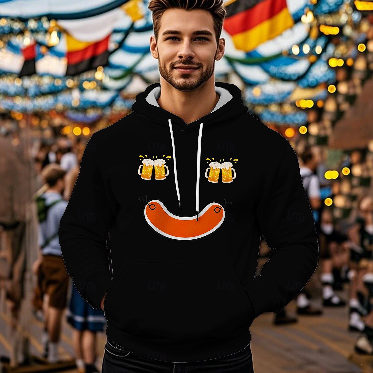 Pivo Oktoberfest Kapuce Tisk Přední kapsa Grafika Pro Pánské Dospělé Karneval Pivo Oktoberfest Horká ražba Dovolená Párty 2025 - $29.99 –P6