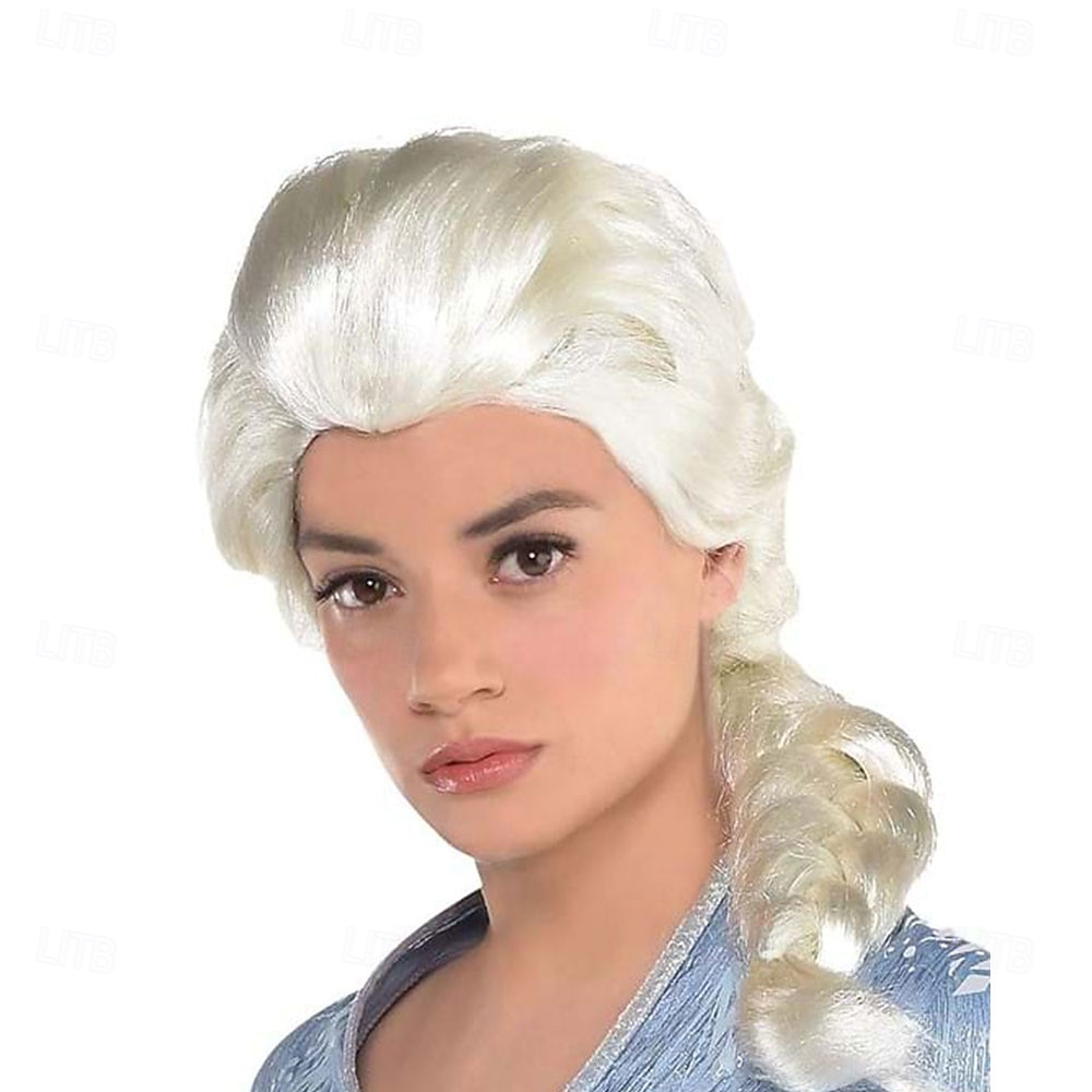 Cosplay-peruker Vit Lockigt Syntetiskt hår Lång peruker Flickor peruker För fest 2026 - $25.99 –P2
