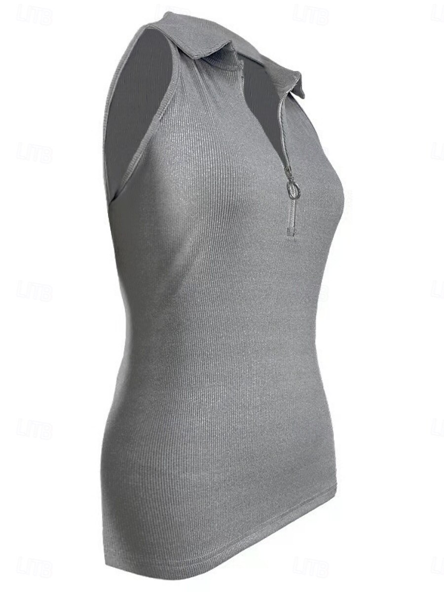 Pentru femei Camisole Tank Top Culoare solidă Modern Casual Fără manșon Guler Cămașă Topuri obișnuite Zilnic Fermoar Negru Roșu Vin Albastru piscină Maro Trifoi Vară 2025 - $15.99 –P9
