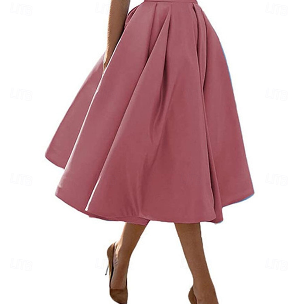 Коктейльные платья A-Line элегантное платье формального свадебного чая без рукавов с открытыми плечами атласное без задника с складками 2025 - $99.99 –P2