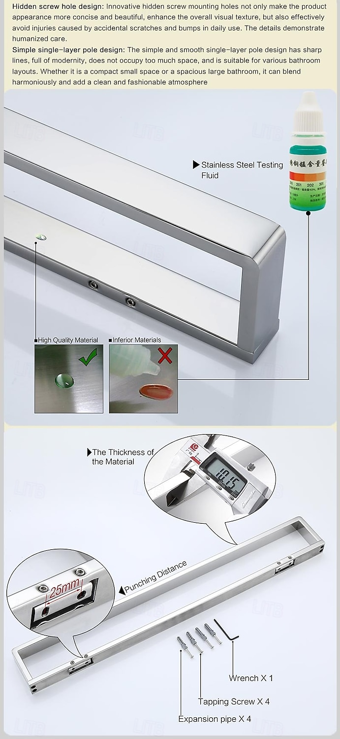 Towel Bar Towel Rack 304 Stainless Steel Wall Mounted Bathroom Hardware Towel Holder for Bath Towels, Rustproof Towel Rail for Kitchen, Shower, Hotel Use, Heavy Duty Polished Finish 2026 - $42.99 –P8