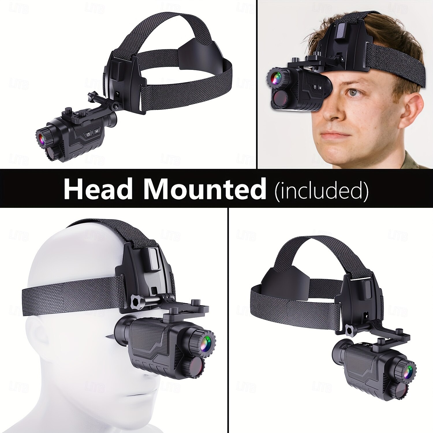 Hunting & Outdoor Night Vision Monocular - FHD 4K Video 400m Infrared 8X Optical Zoom 72 Wide Field of View IP54 High Quality USB Rechargeable Head-Mounted for Hunting Fishing Camping (Black) 2025 - $151.99 –P7