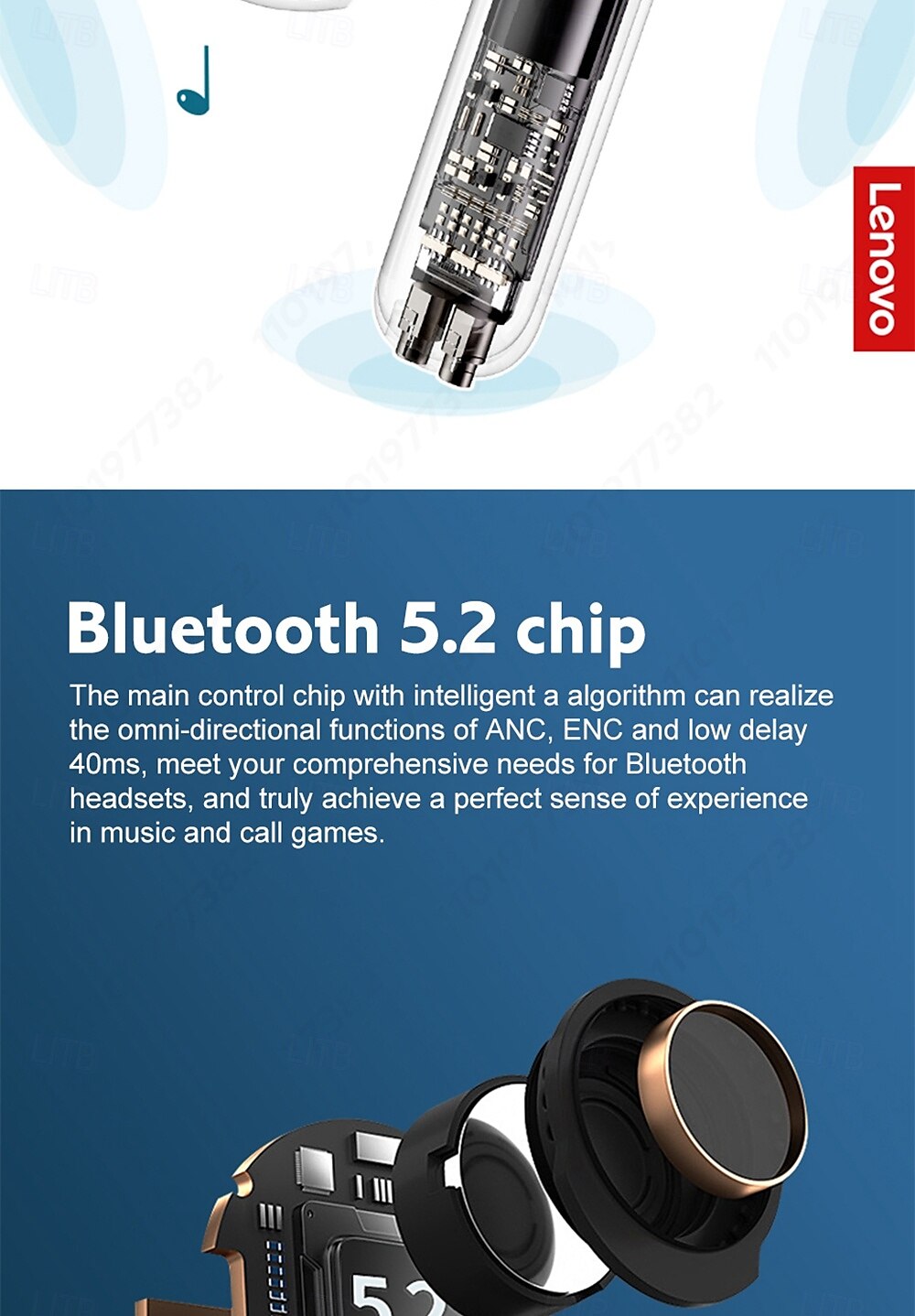 ANC Lenovo XT98 Earphones Bluetooth V5.2 True Wireless Headphones Active Noise Cancelling 28dB Sports Earbuds with Mic ENC Call 2025 - $38.99 –P12