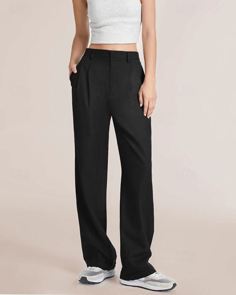 Per donna Gamba larga Pantaloni Eleganti Streetwear Casual Lunghezza intera Naturale Semplice Tasca Elastico in vita Comodo All'aperto Confortevole Vacanza Uscire blu navy Aalbicocca Grigio Nero del 2025 a $20.99 –P3