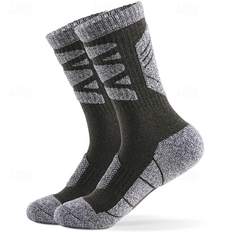 1 Pair Men's Hiking Socks Running Socks Sports Socks Breathable Anti Blister Sweat-Wicking cushioned Winter Outdoor quarter crew Patchwork Cotton Dark Grey Army Green Blue for Running 2026 - $8.99 –P9