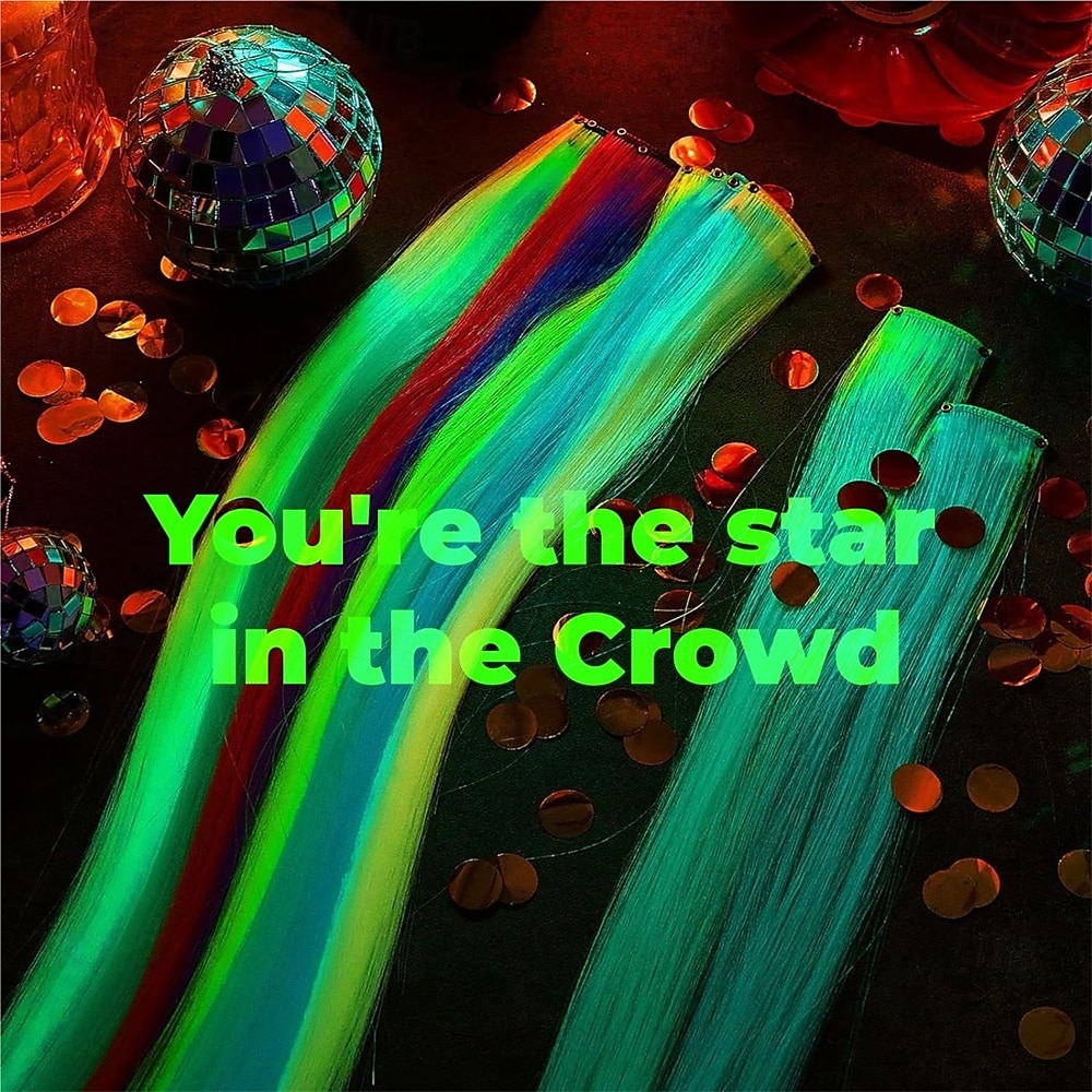 10 Pcs Glow In The Dark Hair Extensions Clip Ins Synthetic Clip In Hair Extensions Glow In The Dark Hair Extensions Glow In The Dark Hair Accessories For Women 2025 - $22.99 –P6
