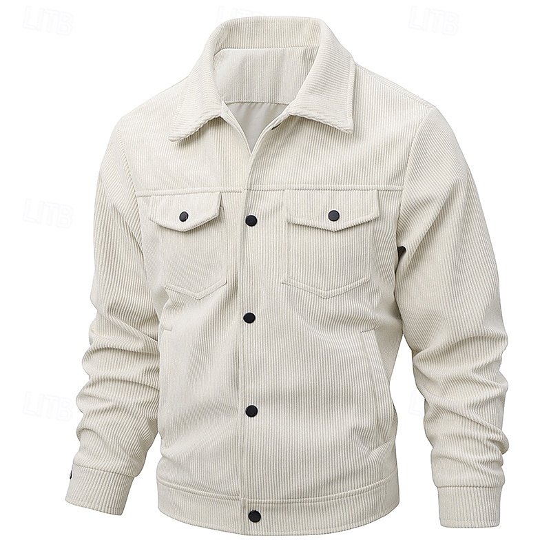 Per uomo Giacca Camicia Giacca in Velluto a Coste Casuale Quotidiano Traspirante Tasca Primavera & Autunno Semplice Classico Bavero Regolare Nero Bianco Verde scuro Marrone Giacca del 2025 a $36.99 –P3