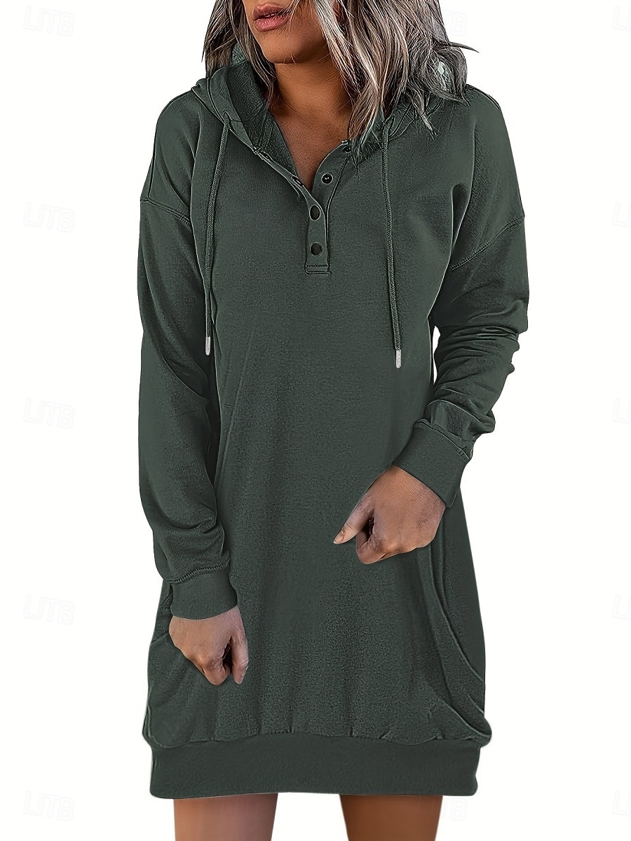Damen Minikleid Shiftkleid Lässig Täglich Lässiger Schnitt Grafik Langarm Mit Kapuze Schwarz Weiß Rosa Wein Frühling Herbst Winter 2025 - $14.99 –P2