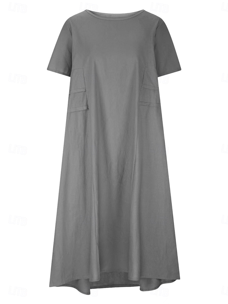 Damen Midikleid T-Shirt-Kleid Sommerkleid Lässig Täglich Normale Passform Einfach Kurzarm Rundhalsausschnitt Schwarz Orange Aprikose Grau Sommer 2025 - $26.99 –P14