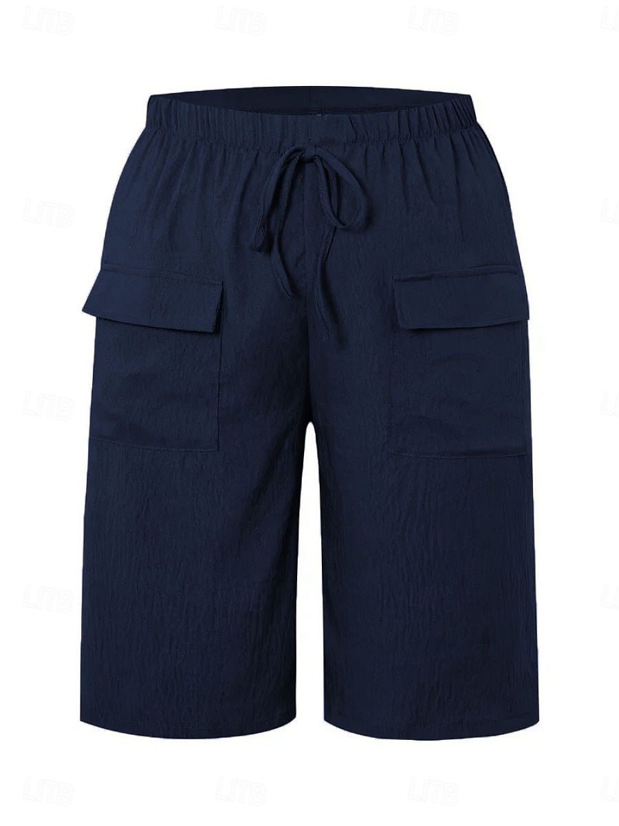 Per donna Chinos Shorts Essenziale Casual Lunghezza al ginocchio Vita Alta Semplice Fascia Elastica Comodo Morbido Confortevole Micro-elastico All'aperto Streetwear Nero Arancione Verde Cachi Estate del 2025 a $18.99 –P4