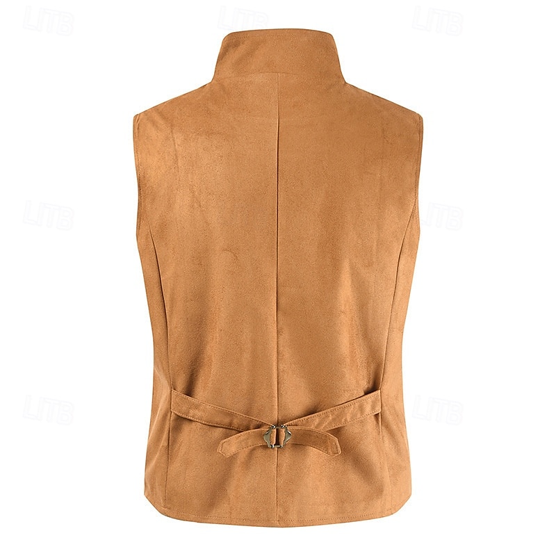 Herren Weste aus Wildlederimitat Weste Gilet Urlaub Party Geschäft Vintage Frühling Herbst Tasche Knöpfe Polyester Bequem Einfarbig Doppelreihig Revers Normale Passform Schwarz Leicht Braun Blau 2025 - $34.99 –P3
