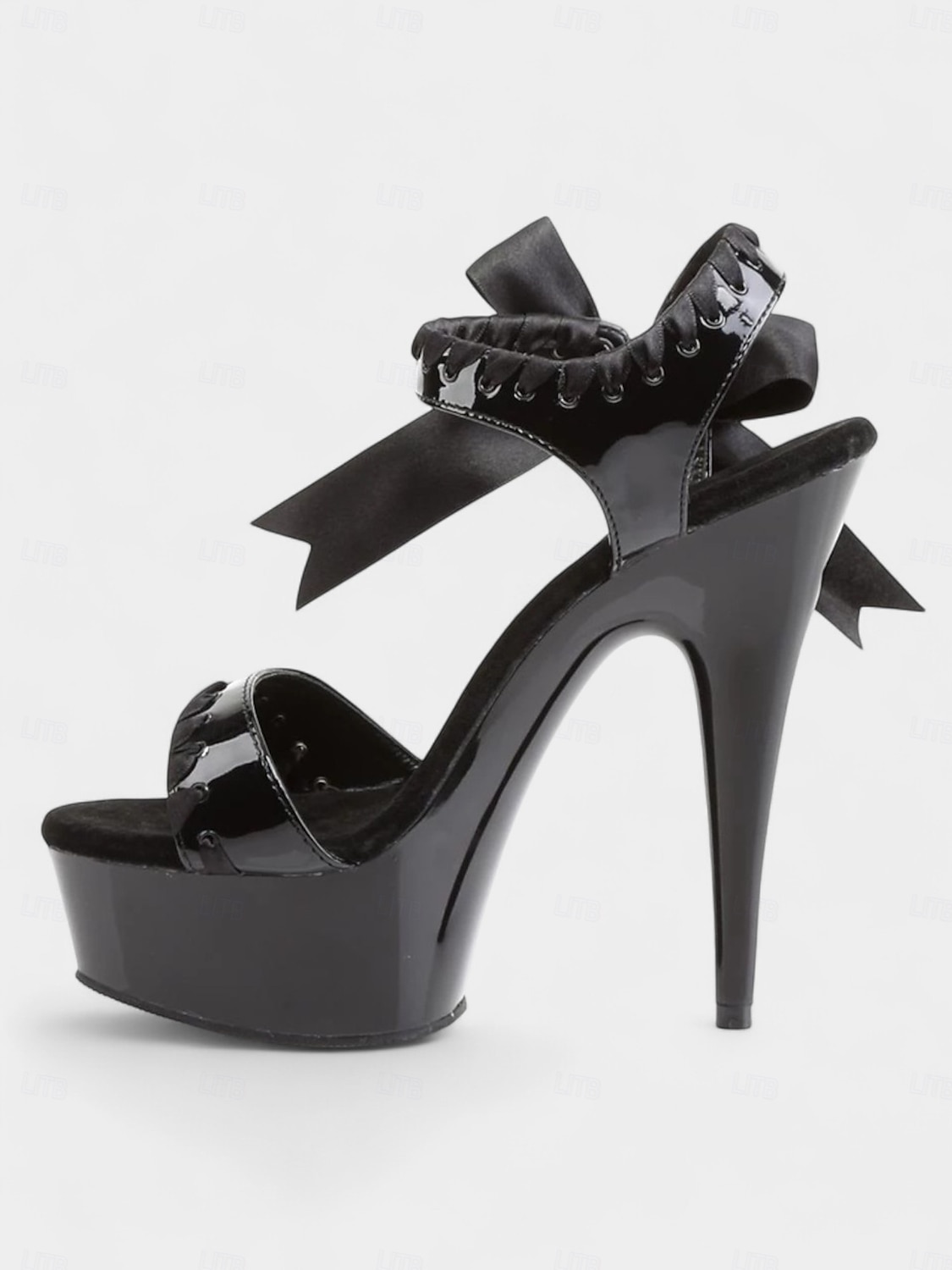 Escarpins à talons aiguilles noirs vintage années 1980 avec nœud en satin rouge – sandales gothiques lolita sexy à talons hauts pour fêtes, spectacles et tenues de club de 2025 ? $79.99 –P5
