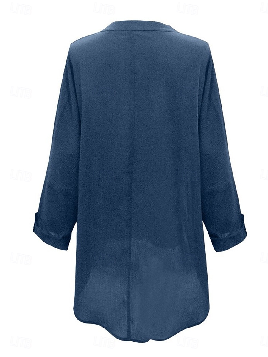 Dames Katoenen linnen overhemden Bloemig Basic Casual Lange mouw Overhemdkraag Normale tops Dagelijks Afdrukken Blozend Roze Marineblauw Fuchsia Groen Zomer Herfst 2025 - $28.99 –P13