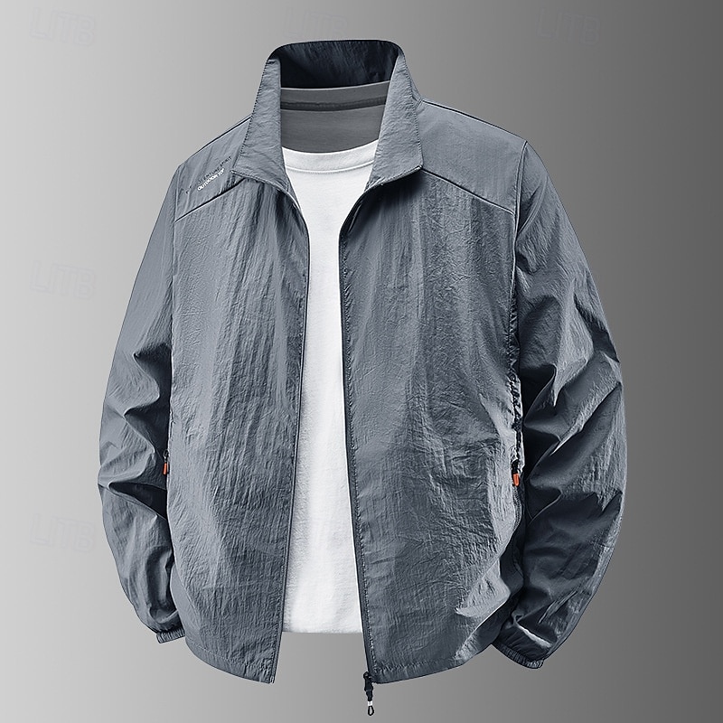 Hombre Chaqueta ligera Exterior Casual Portátil Protección solar UV Bolsillo Verano Primavera Otoño Color sólido Activo Vintage Cuello Vuelto Regular Gris oscuro Blanco Azul Marino Gris Ligero Verde 2026 - $18.49 –P1