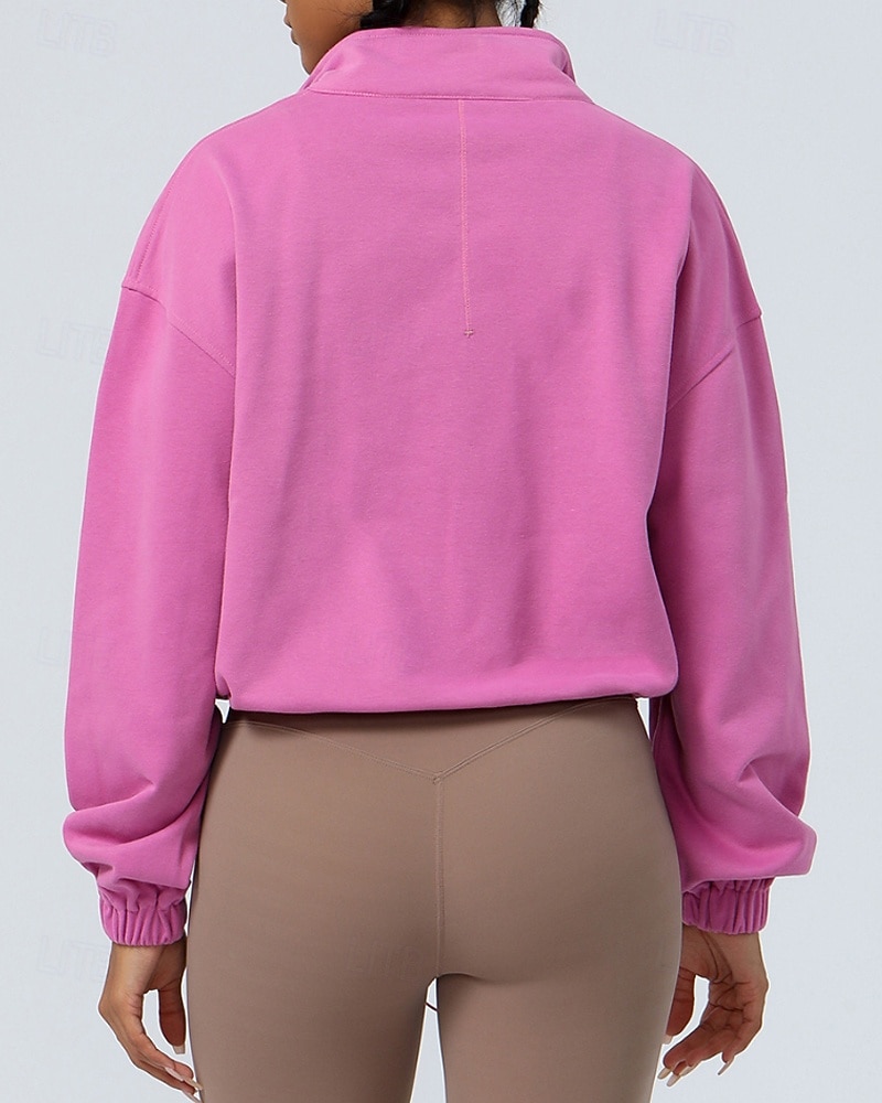 Mujer Sudadera tipo jersey Chaqueta para senderismo Chaqueta deportiva Al aire libre Elástico Trajes de senderismo Ropa de senderismo Otoño Sudadera Algodón Tenis Golf Corriendo Color sólido Violeta 2025 - $38.99 –P14
