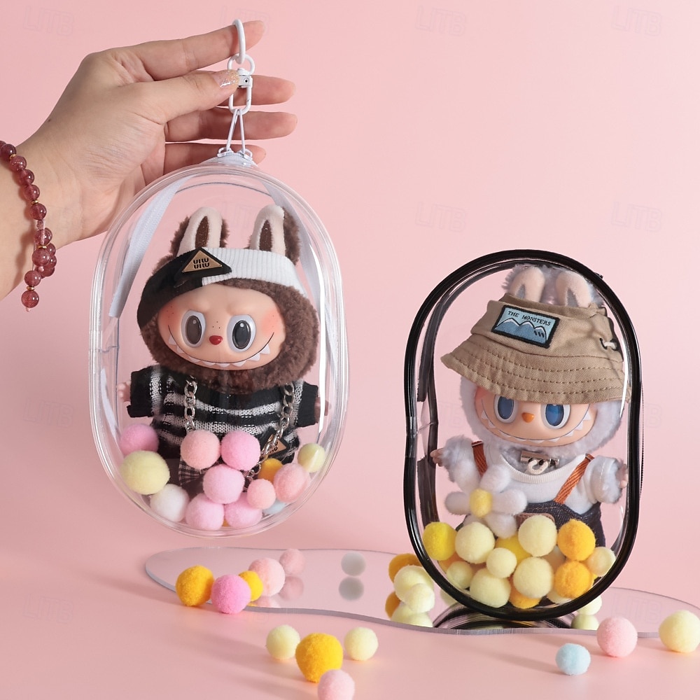 Clear Bag Keychain For 17/15cm Plush Doll(NO DOLL)Hanging Display CaseProtective CasePlastic PVC Storage Box (Clear Bag) 2025 - $13.99 –P4