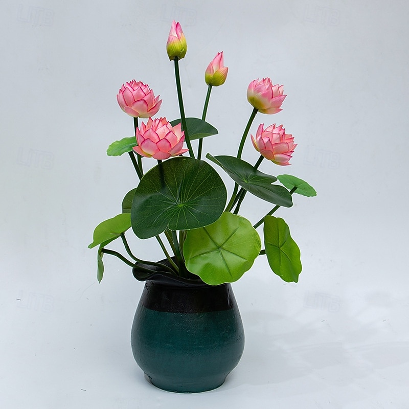 2-pack kunstmatige waterlelie lotusbloemen voor aquariumdecoratie, boeddhistisch altaar, fotografie-accessoires, kunstbloemen 2026 - $15.99 –P6