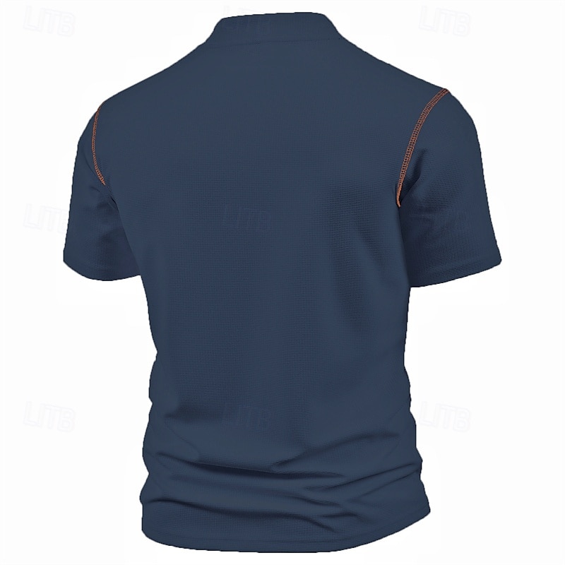 Per uomo Maglietta Maglia Henley Camicia a Maniche Corte Manica Corta Henley Estate Blocco di colori Moda Designer Essenziale Patchwork Tasca Vacanza Streetwear Uscire Vinaccia Nero Bianco Maglietta del 2025 a $15.99 –P9
