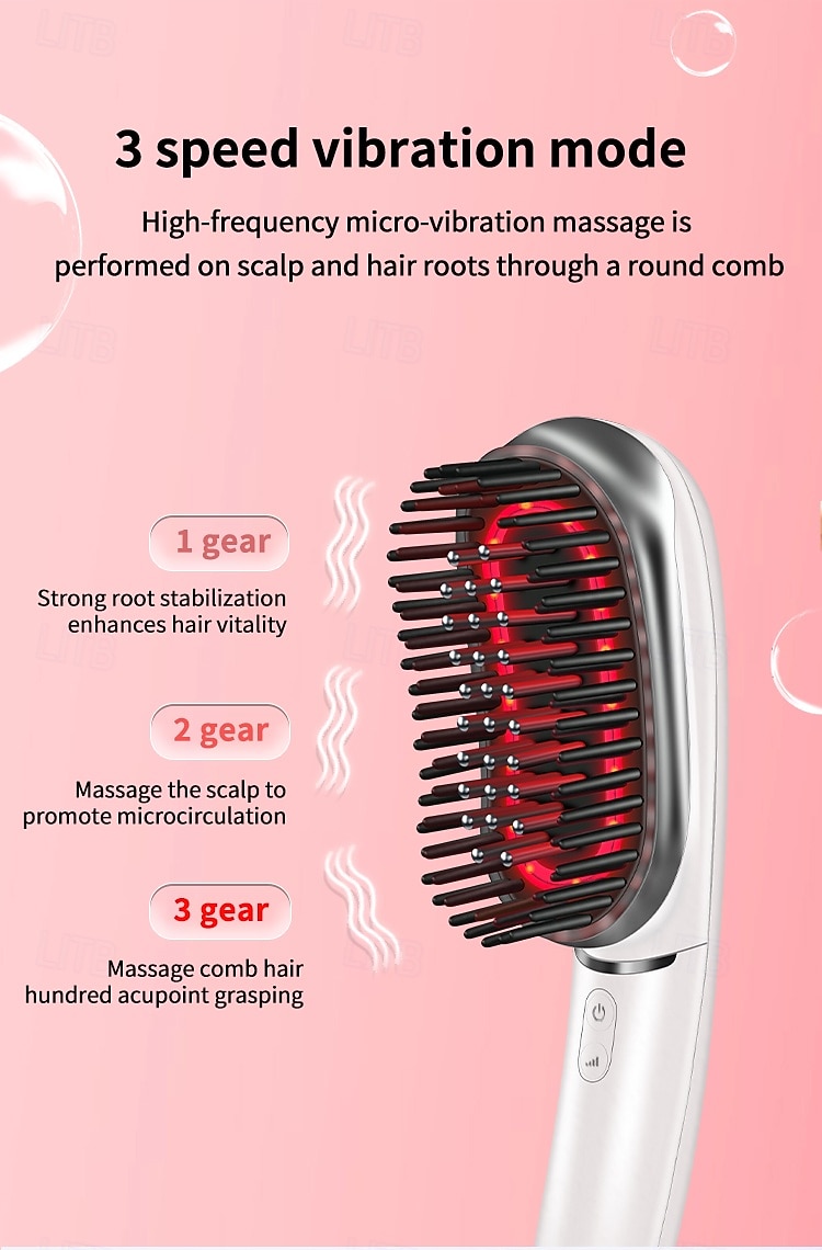 Valentijnsdag Cadeaus Voor Vrouwen Led Blauw Rood Lichttherapie Haarsmassager Borstel Scalp Massage Kam EMS Microcurrent Negatieve Ion Haar Kam 2026 - $88.99 –P4