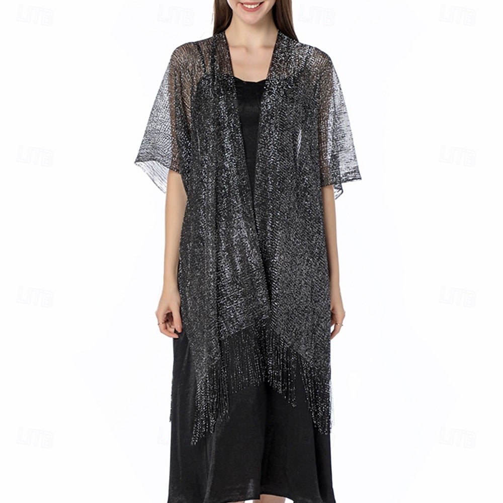Capa Elegante de Proteção Solar para Mulheres com Mangas Curtas em Seda Imitada com Cor Pura para Casamento de Verão de 2025 por $20.99 –P8