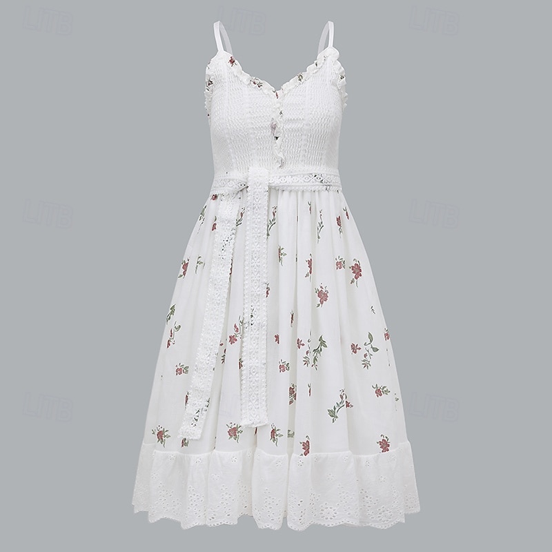 Women's Mini Dress Casual Dress Summer Dress Slip Dress Boho Dress Vintage Vacation Daily Going out Regular Fit Floral Sleeveless Straps Black White Summer 2025 - $28.99 –P1