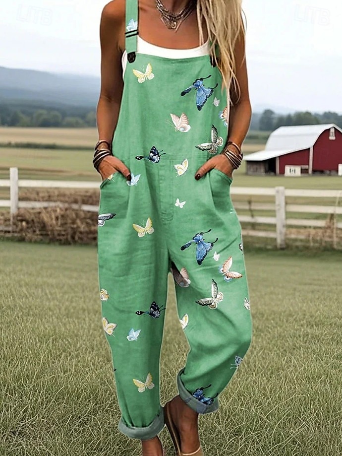 Femmes Combinaison Actif Graphique Sans manches Jambe large Cordon de serrage Vacances Rue Coupe Ample Jaune Violet Vert Été de 2025 ? $12.99 –P2