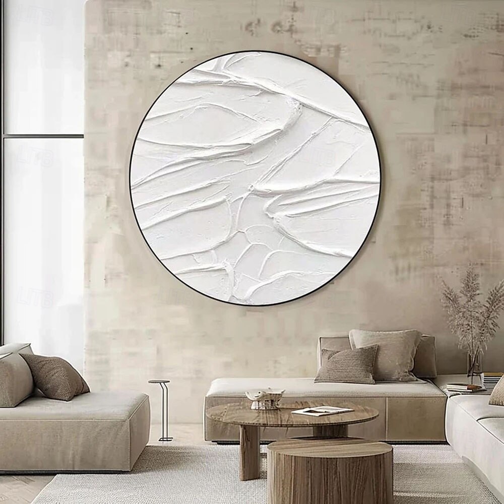 Hang målad oljemålning HANDMÅLAD Cirkel Form Abstrakt Landskap Klassisk Modern 2025 - $225.49 –P3
